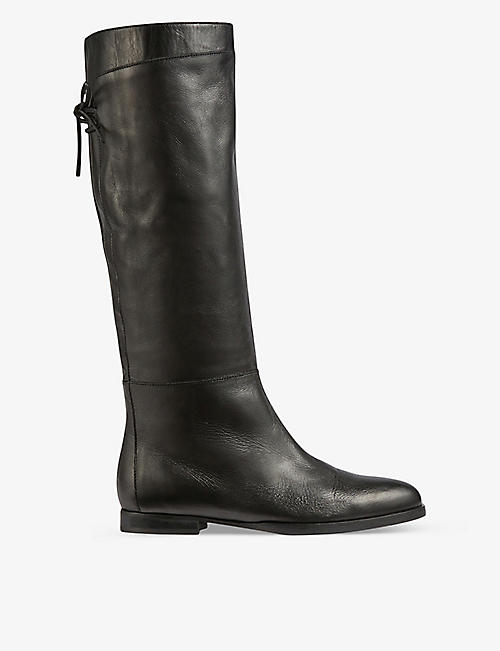 LK BENNETT: Cassandra tie-back leather knee-high boots