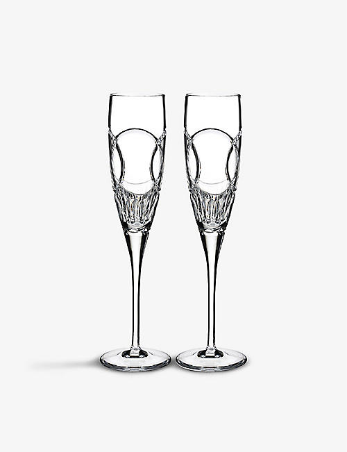 WATERFORD: Love Wedding Vows crystal Champagne flutes set of two