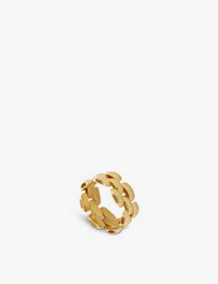 MONICA VINADER: Heirloom Woven Chain 18ct recycled yellow gold-plated vermeil sterling-silver ring