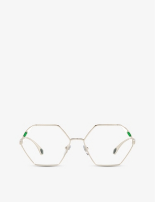 BVLGARI: BV2238 Serpenti hexagonal-frame metal and acetate eyeglasses