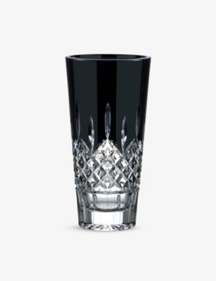 WATERFORD: Lismore Black crystal vase 25cm