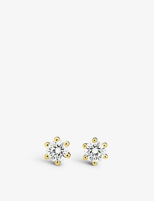 BUCHERER FINE JEWELLERY: Heaven 18ct yellow-gold and 0.5ct round-brilliant diamond stud earrings