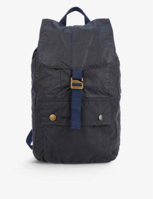 Brand-embroidered waxed-cotton backpack(9436811)