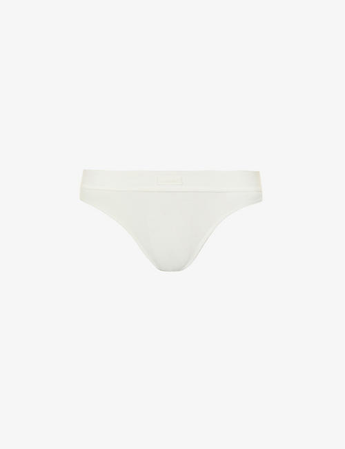 SKIMS: Cheeky mid-rise ribbed stretch-cotton briefs