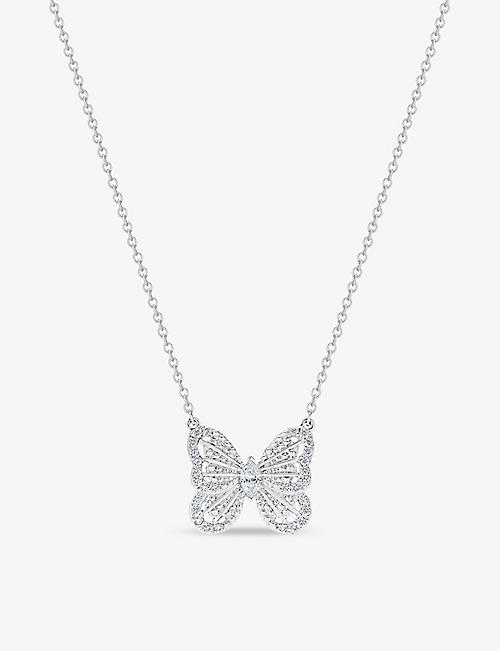 DE BEERS JEWELLERS: Butterfly 18ct white-gold and 0.21ct diamond necklace