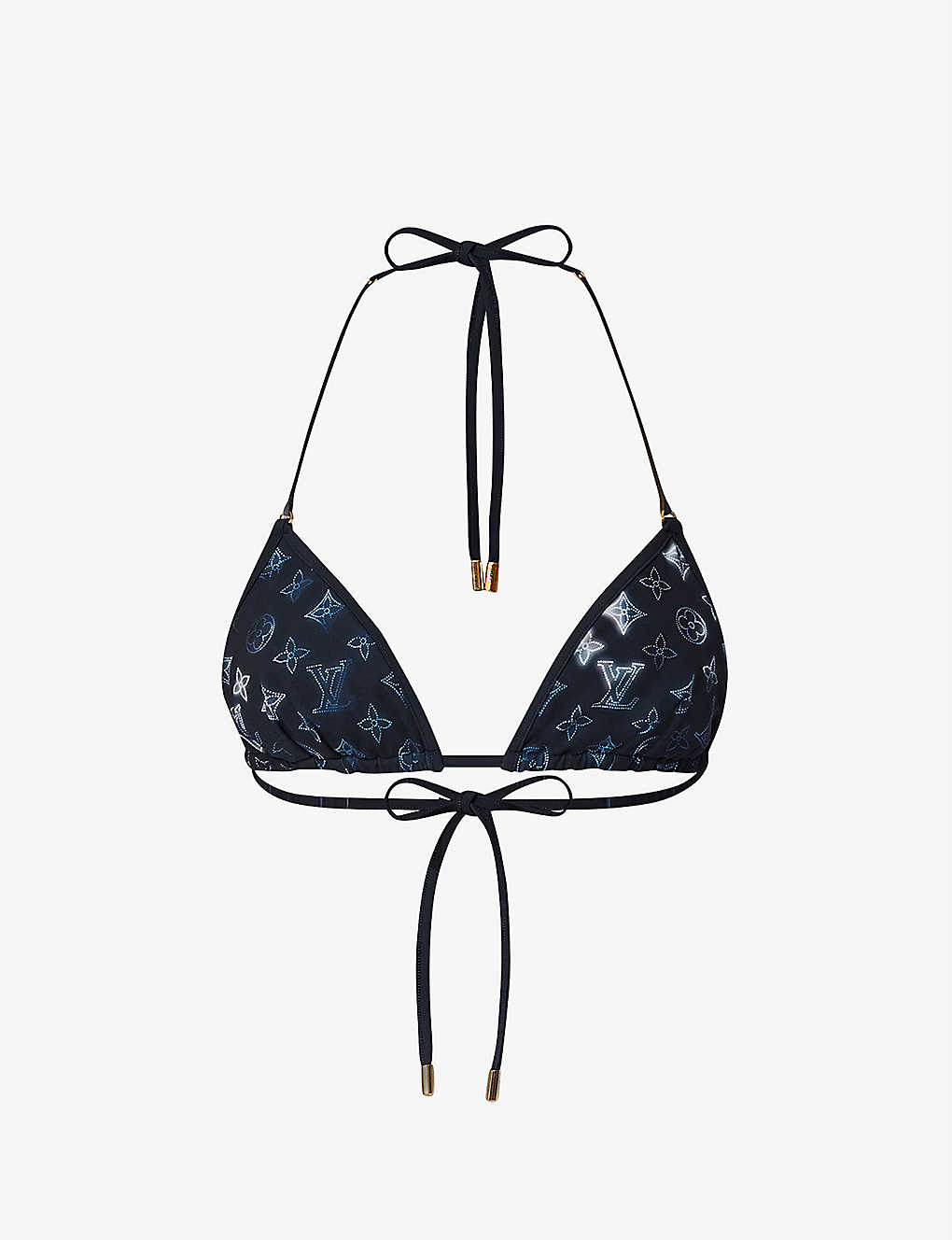Monogram-print triangle bikini top(9410734)
