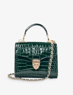 ASPINAL OF LONDON: Mayfair mini crocodile-embossed leather bag