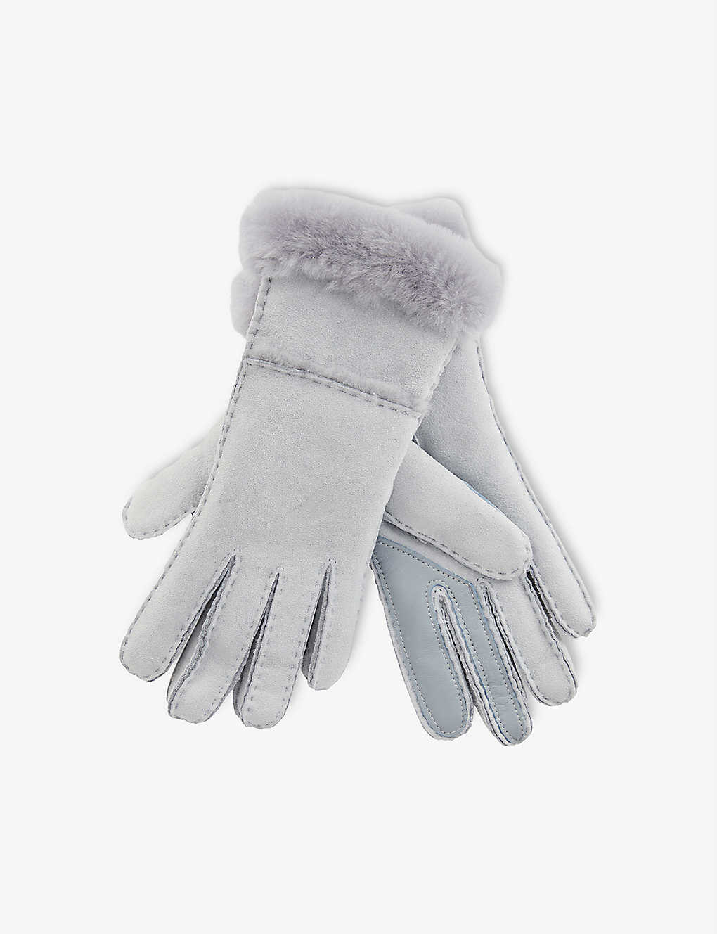 Tech logo-embroidered leather and shearling gloves(9438492)