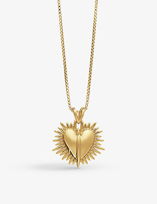 RACHEL JACKSON: Electric rays deco heart chain yellow-gold plated necklace