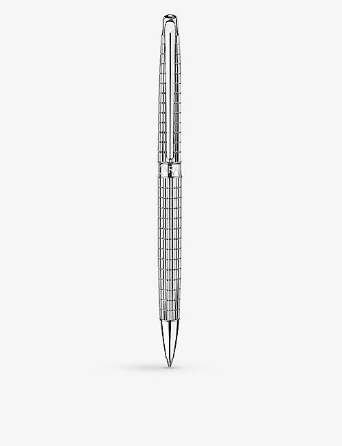 CARAN DACHE: Léman slim guilloché rhodium and silver-plated ballpoint pen
