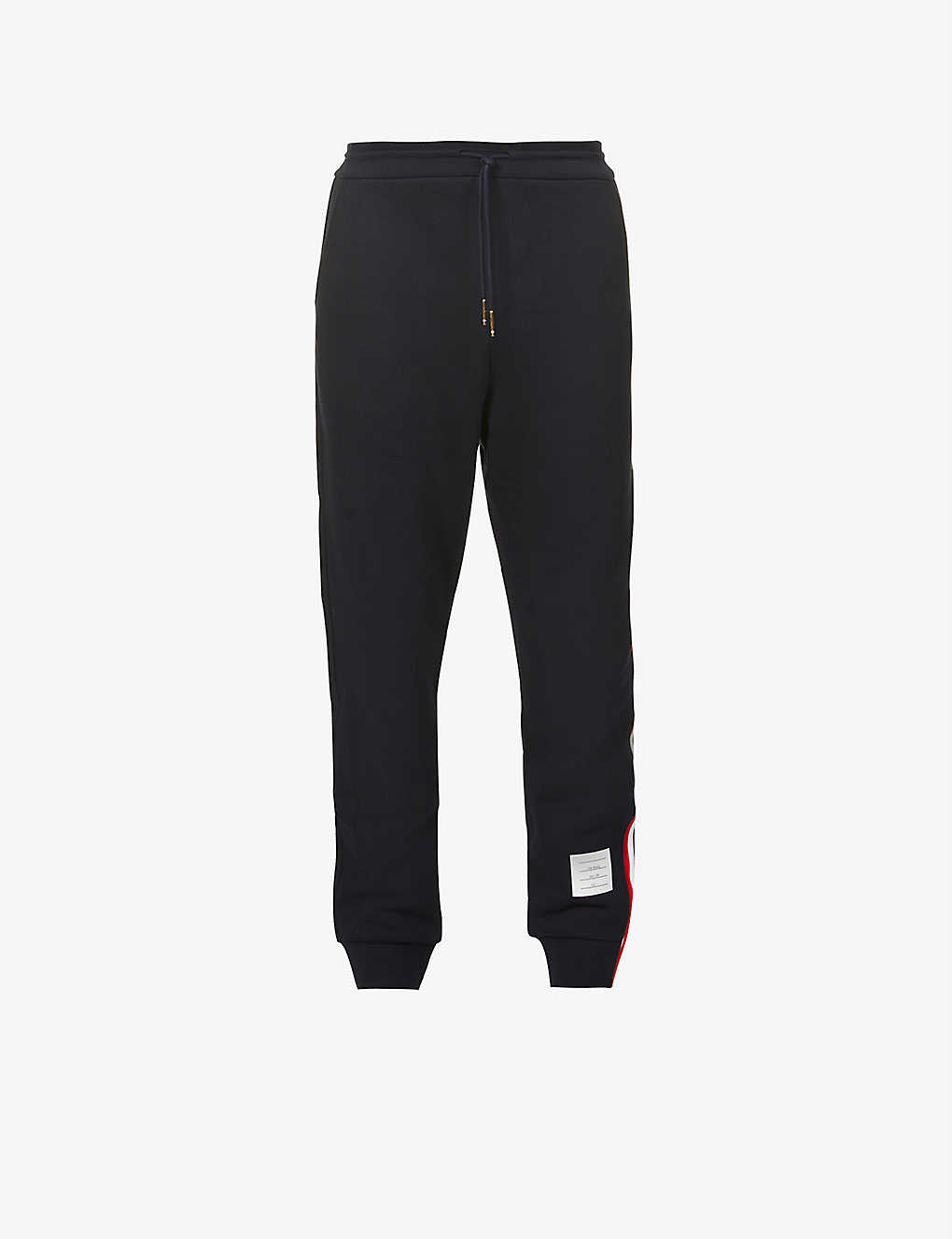 Side-stripe relaxed-fit tapered-leg cotton-jersey jogging bottoms(9449216)