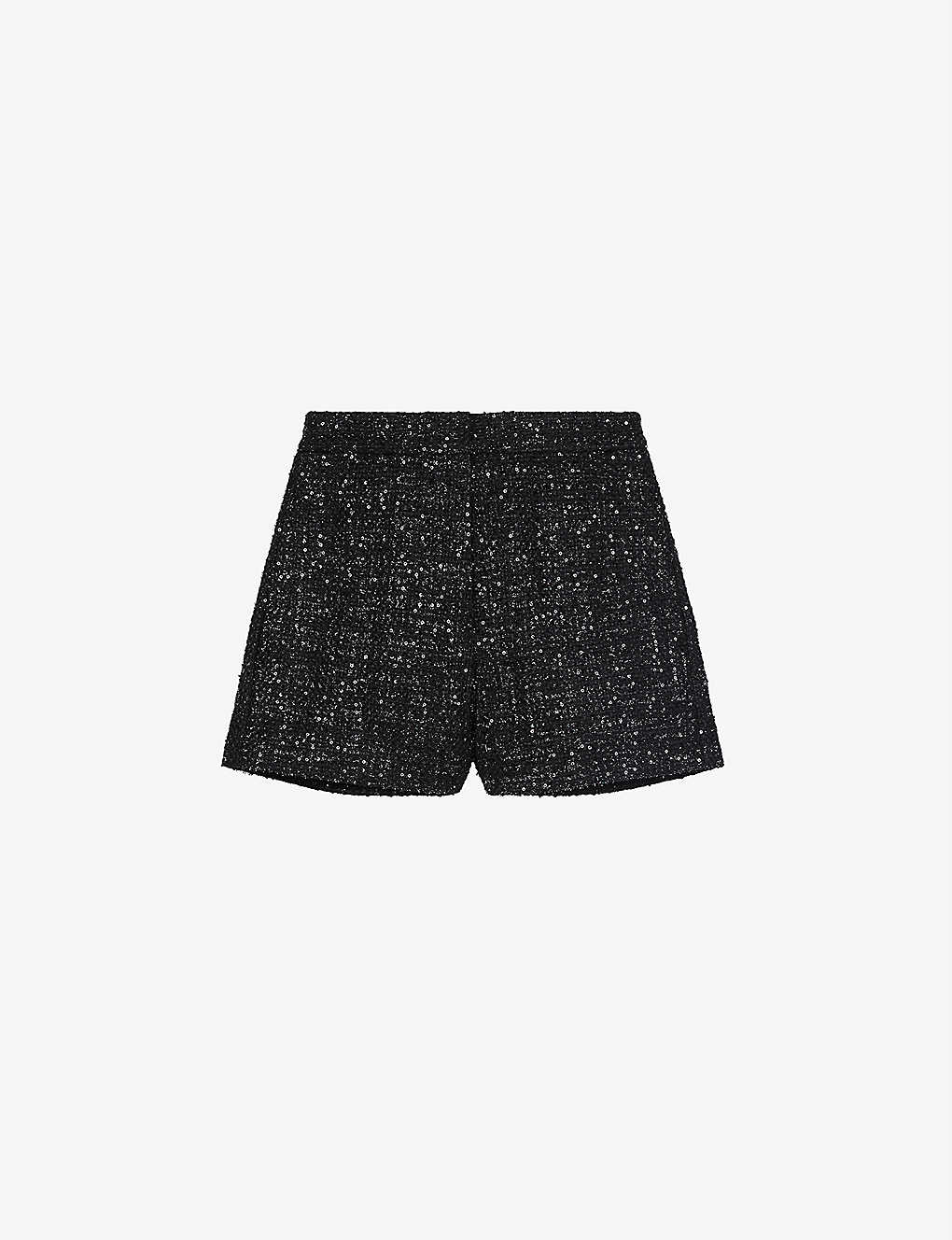 Inatella sequinned high-rise tweed shorts(9462081)