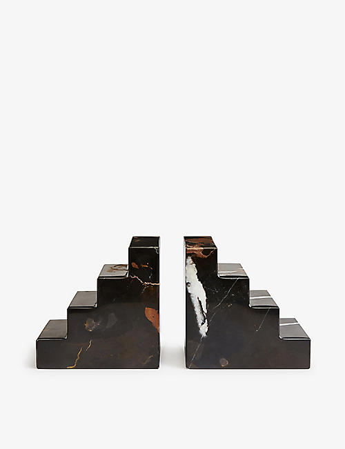 SOHO HOME: Prato veined marble bookends set of two
