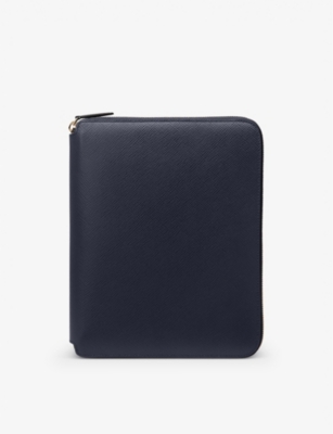 SMYTHSON: Panama zipped leather A5 writing folder 24cm x 19.5cm