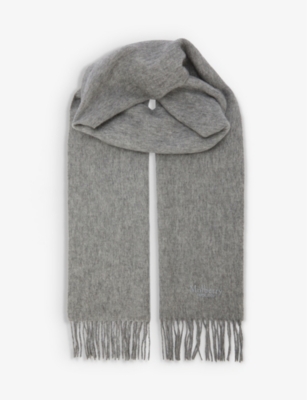Branded fringed wool scarf(9476718)