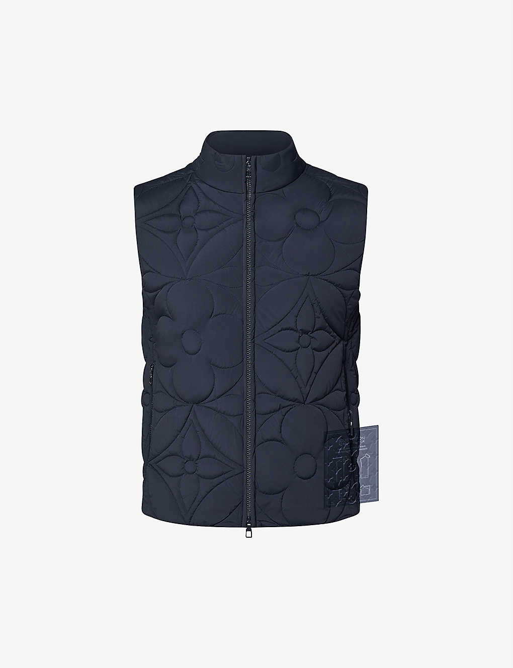 Padded floral-monogram quilted woven gilet(9437987)