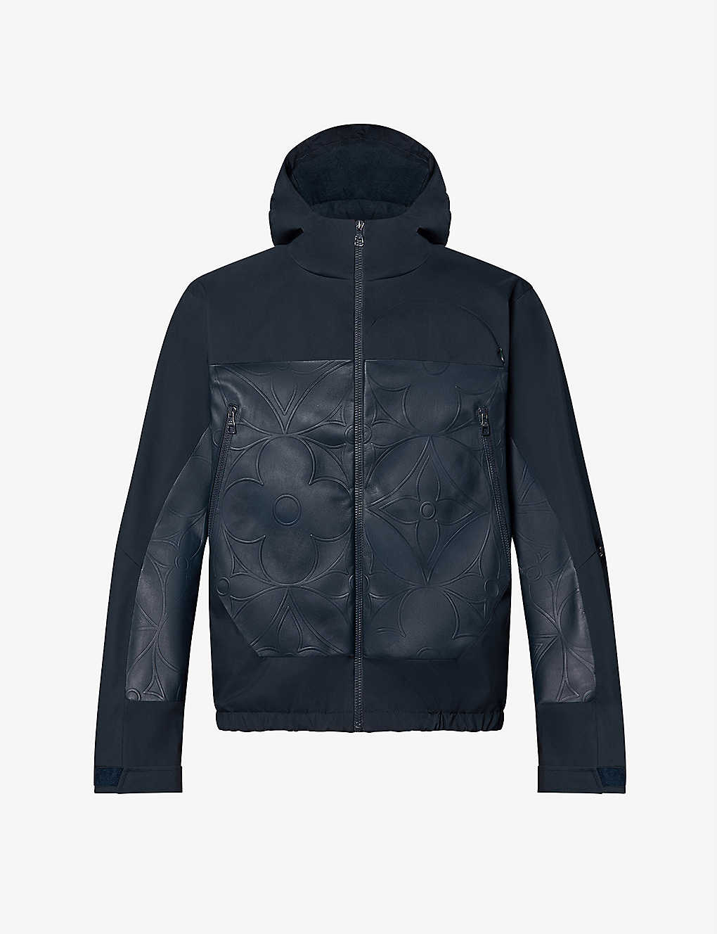 Logo-debossed leather and recycled-shell jacket(9438005)