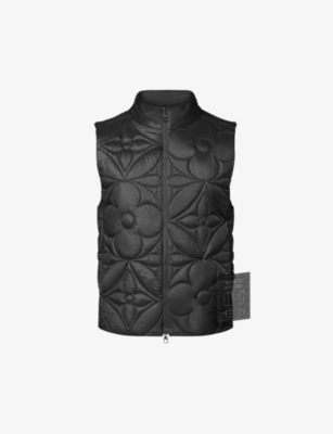 Padded floral-monogram quilted woven gilet(9437999)