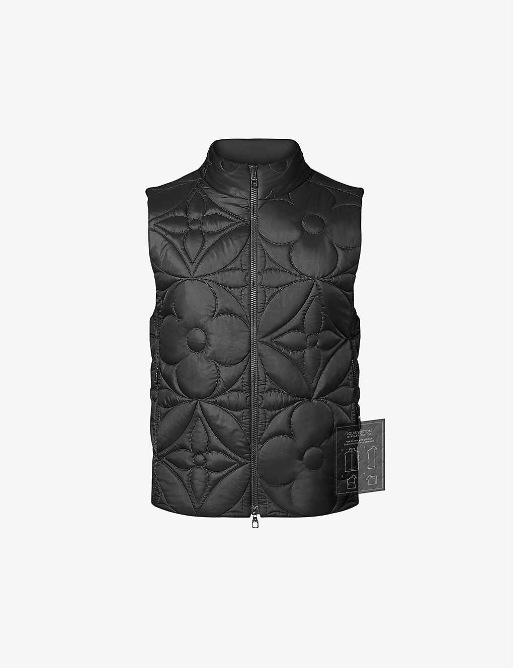 Padded floral-monogram quilted woven gilet(9437999)