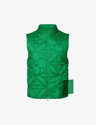 Padded floral-monogram quilted woven gilet(9437993)