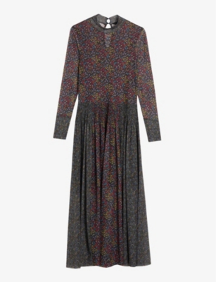 Meadoww floral-print smocked mesh dress(9470846)