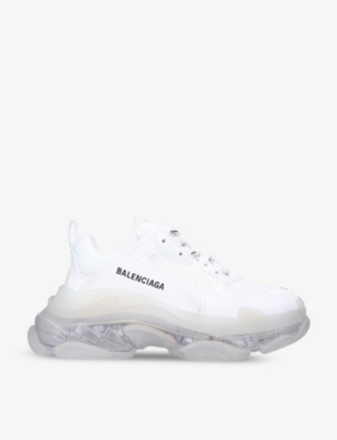 BALENCIAGA: Women's Triple S Clear Sole faux-leather and mesh trainers