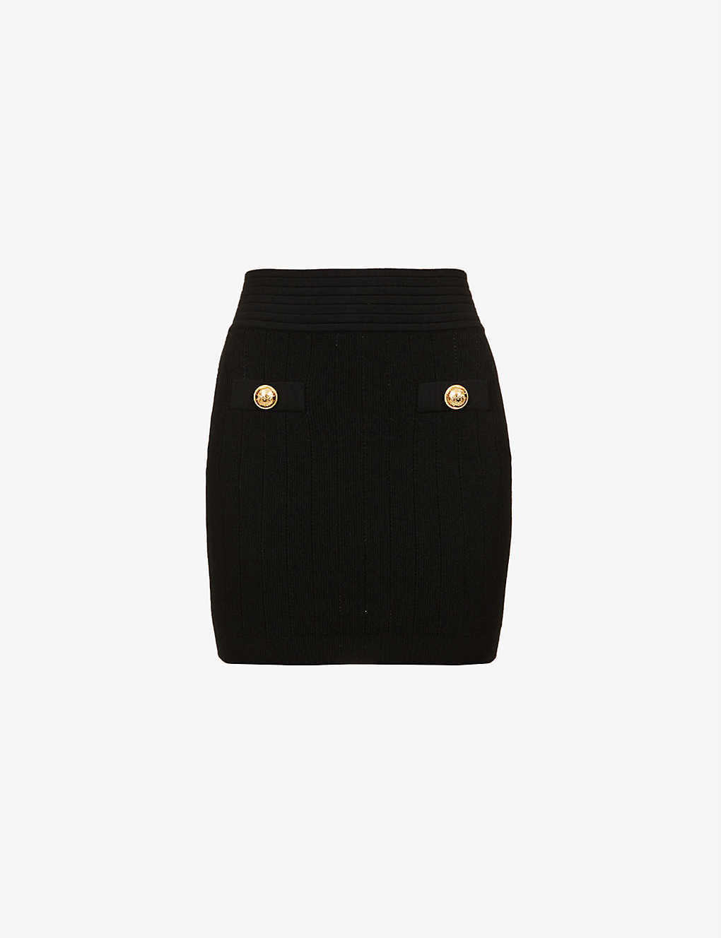 Button-embellished high-waist stretch-woven mini skirt(9469907)
