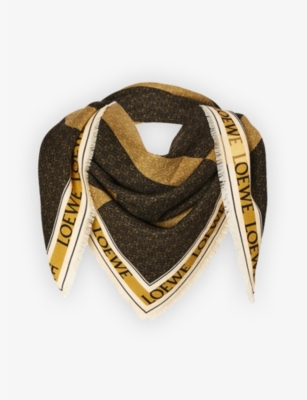 Logo-print frayed silk-blend scarf(9454688)