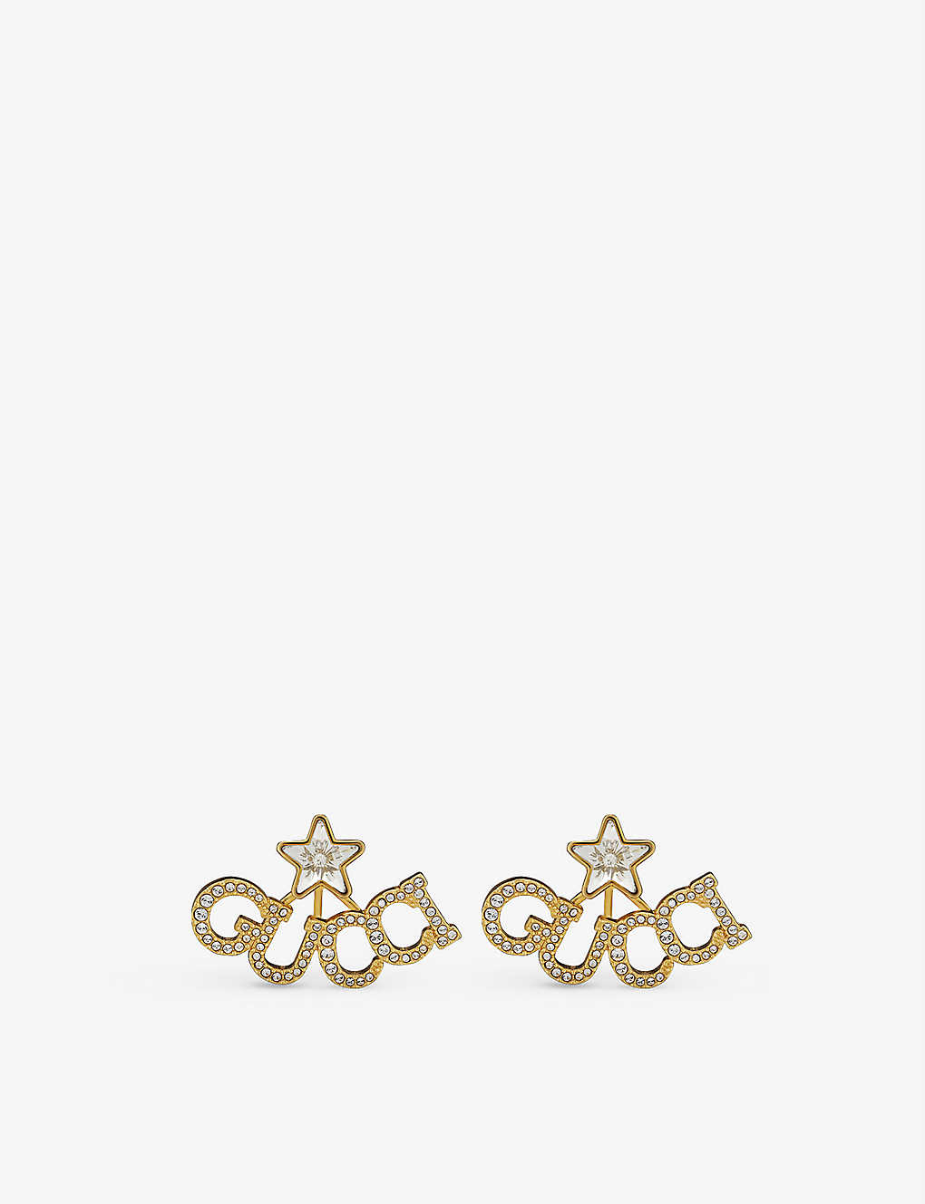 Gucciscript 18ct yellow gold-plated brass and crystal stud earring(9451053)