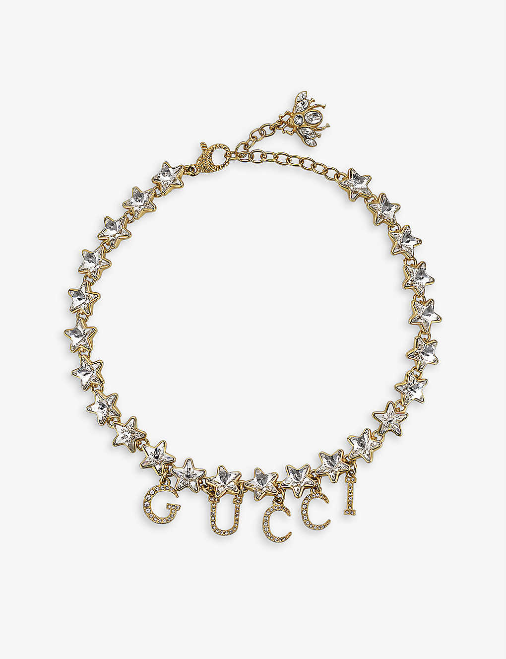 Logo-embellished crystal and gold-toned brass choker(9453731)