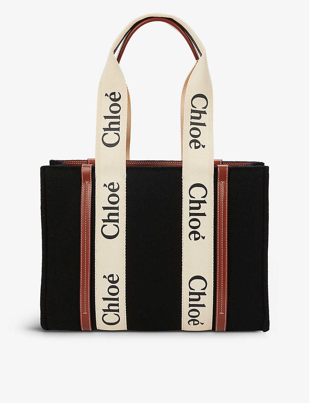 Woody wool and leather tote bag(9472354)