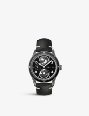 MONTBLANC: 128257 1858 stainless-steel and leather automatic watch