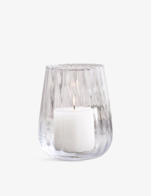 THE WHITE COMPANY: Optic crystal-glass candle holder 16cm