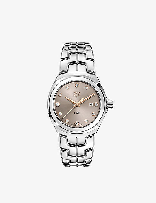 TAG HEUER: WBC131E.BA0649 Link stainless steel and 0.792ct round-cut diamond quartz watch