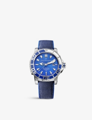 CARL F BUCHERER: 00.10632.23.53.02 Patravi ScubaTec Maldives stainless-steel and rubber automatic watch