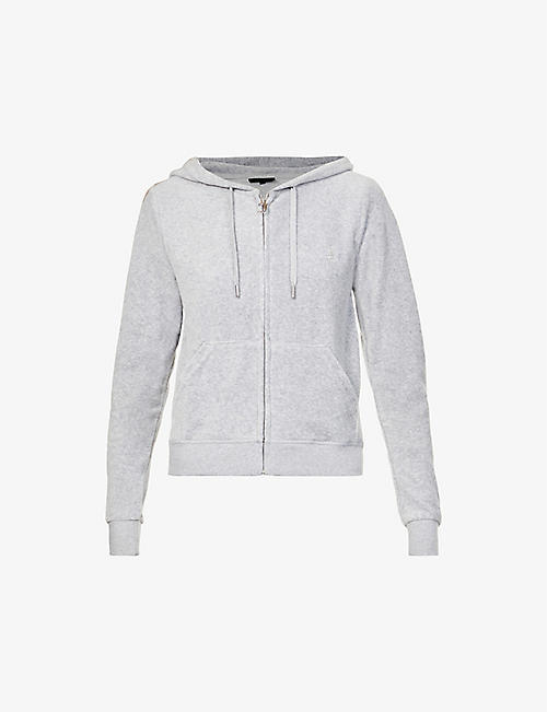 JUICY COUTURE: Regular-fit logo-embroidered velour hoody