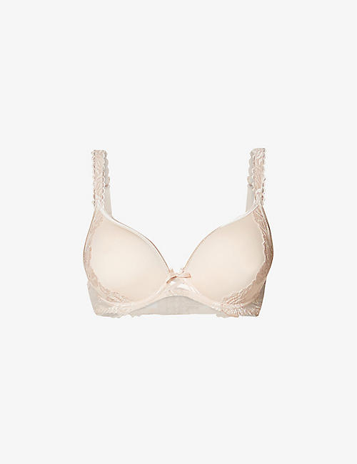 AUBADE: Softessence floral-embroidered stretch-mesh spacer bra