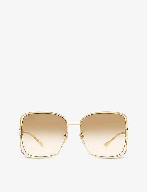 GUCCI: GG1020S square-frame metal sunglasses