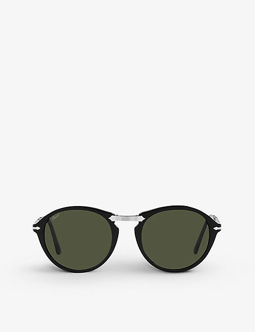 PERSOL: PO3274S round-frame folding acetate and metal sunglasses