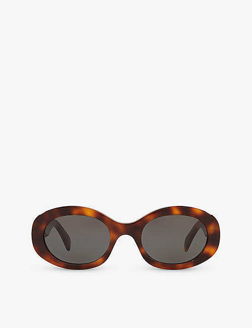 CELINE: CL000312 CL40194U tortoiseshell-pattern oval-frame acetate sunglasses