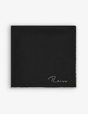 REISS: Ceremony logo-print silk pocket square