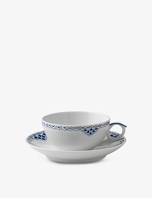 ROYAL COPENHAGEN: Princess hand-painted porcelain cup and saucer set