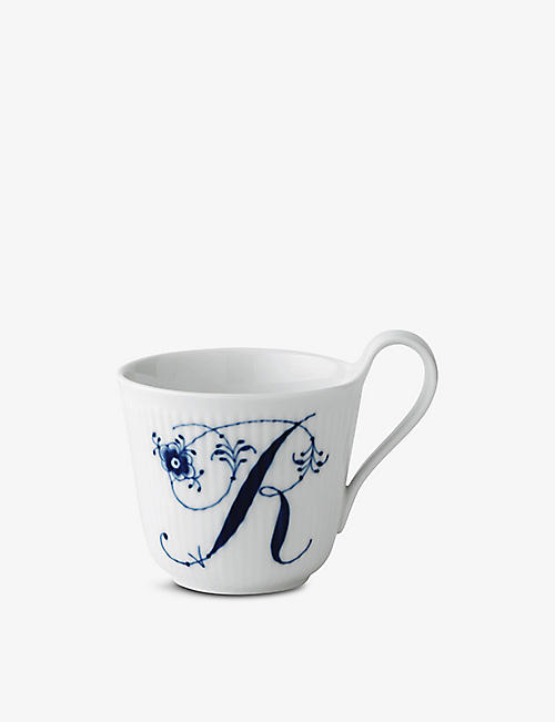 ROYAL COPENHAGEN: Alphabet R hand-painted porcelain mug 330ml
