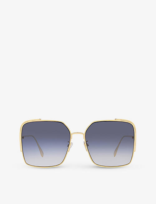 FENDI: FE40038U O’Lock square-frame metal sunglasses