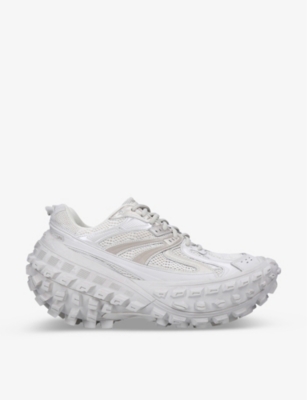 BALENCIAGA: Men's Bouncer tire-sole mesh and shell low-top leather trainers