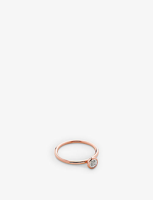 MONICA VINADER: Diamond Essential 18ct rose gold-plated vermeil silver and 0.05ct diamond ring