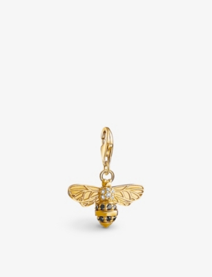 THOMAS SABO: Bee 18ct yellow-gold plated sterling-silver and zirconia pendant charm