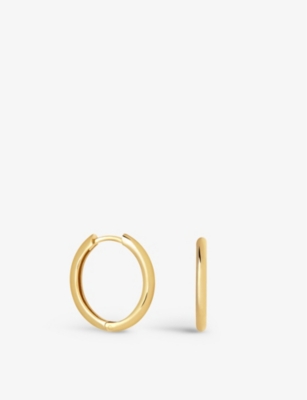 ASTRID & MIYU: Simple Hinge small 18ct yellow gold-plated sterling-silver hoop earrings