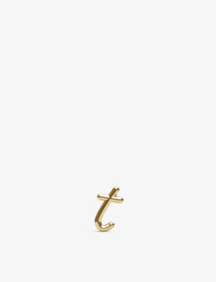 THE ALKEMISTRY: Love Letter T Initial 18ct yellow-gold stud earring