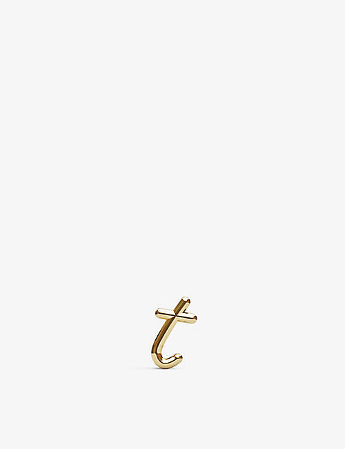 THE ALKEMISTRY: Love Letter T Initial 18ct yellow-gold stud earring